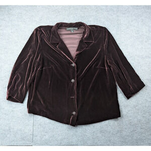 Josephine Chaus Velvet Blouse Womens 16 Silk Button Up Whimsigoth Wine Burgundy